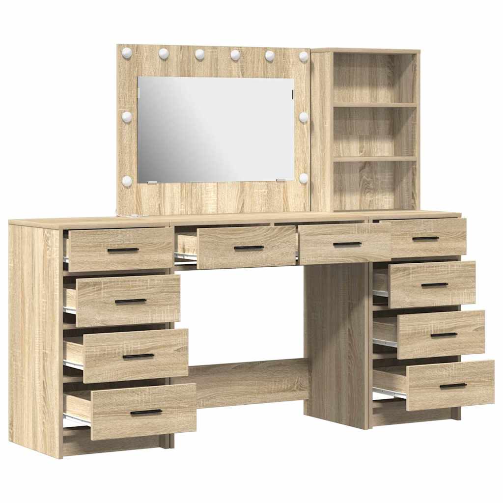 Toaletni stol s ladicama 3 pcs Sonoma hrast Konstruirano drvo