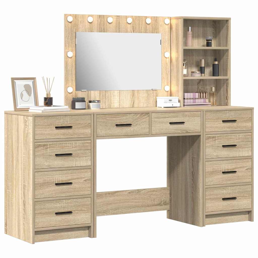 Toaletni stol s ladicama 3 pcs Sonoma hrast Konstruirano drvo