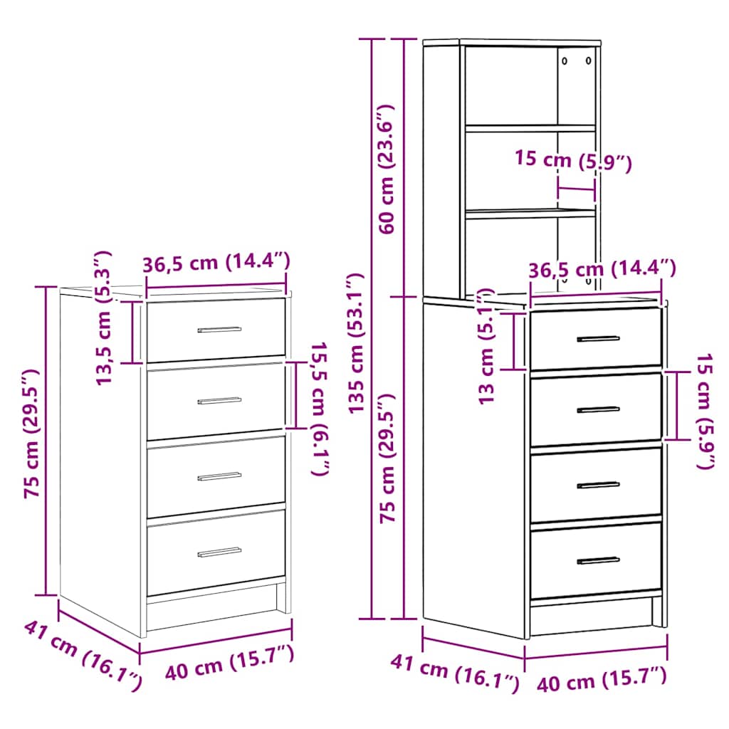 Toaletni stol s ladicama 3 pcs Sonoma hrast Konstruirano drvo