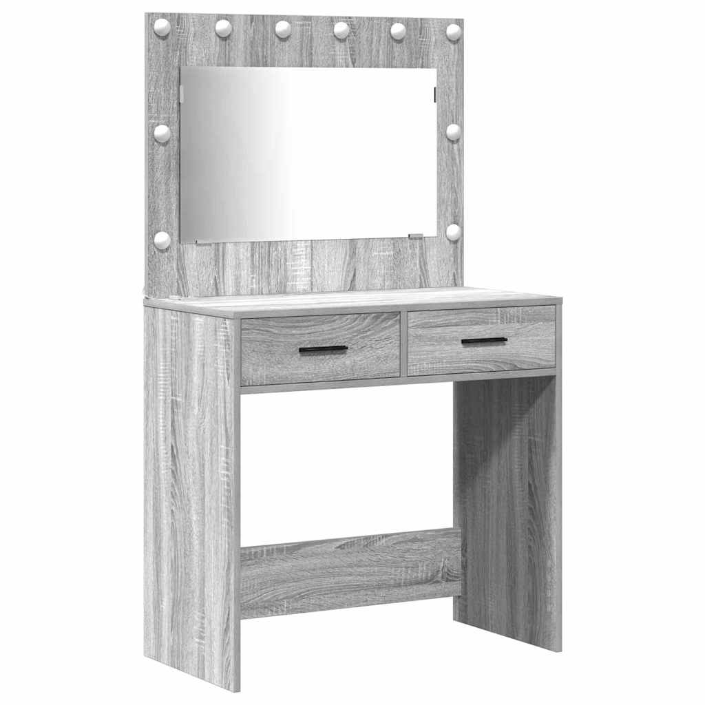 Toaletni stol s ladicama 3 pcs Siva Sonoma Konstruirano drvo