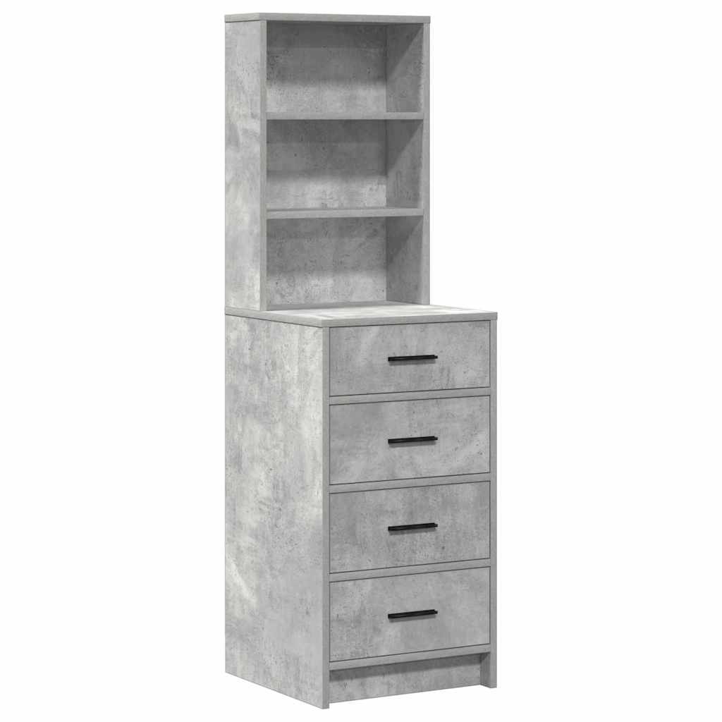 Toaletni stol s zrcalnim svjetlima 3 pcs Siva Konstruirano drvo