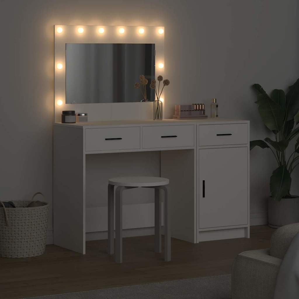 Toaletni stol s ladicama 2 pcs Bijelo Konstruirano drvo