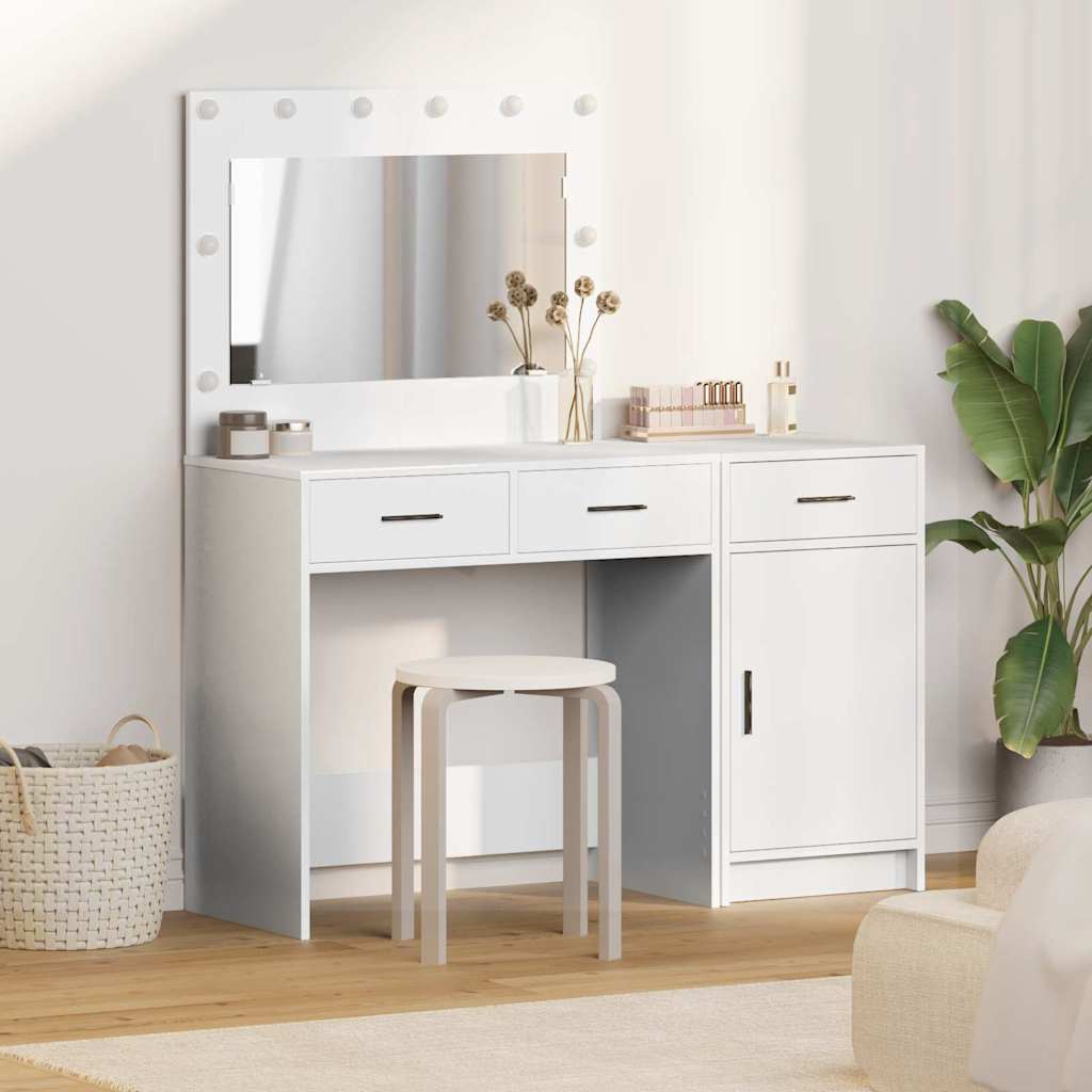 Toaletni stol s ladicama 2 pcs Bijelo Konstruirano drvo