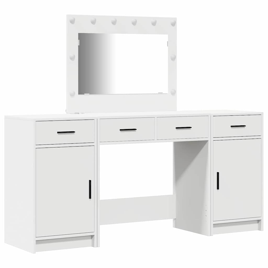 Toaletni stol s ladicama 3 pcs Bijelo Konstruirano drvo