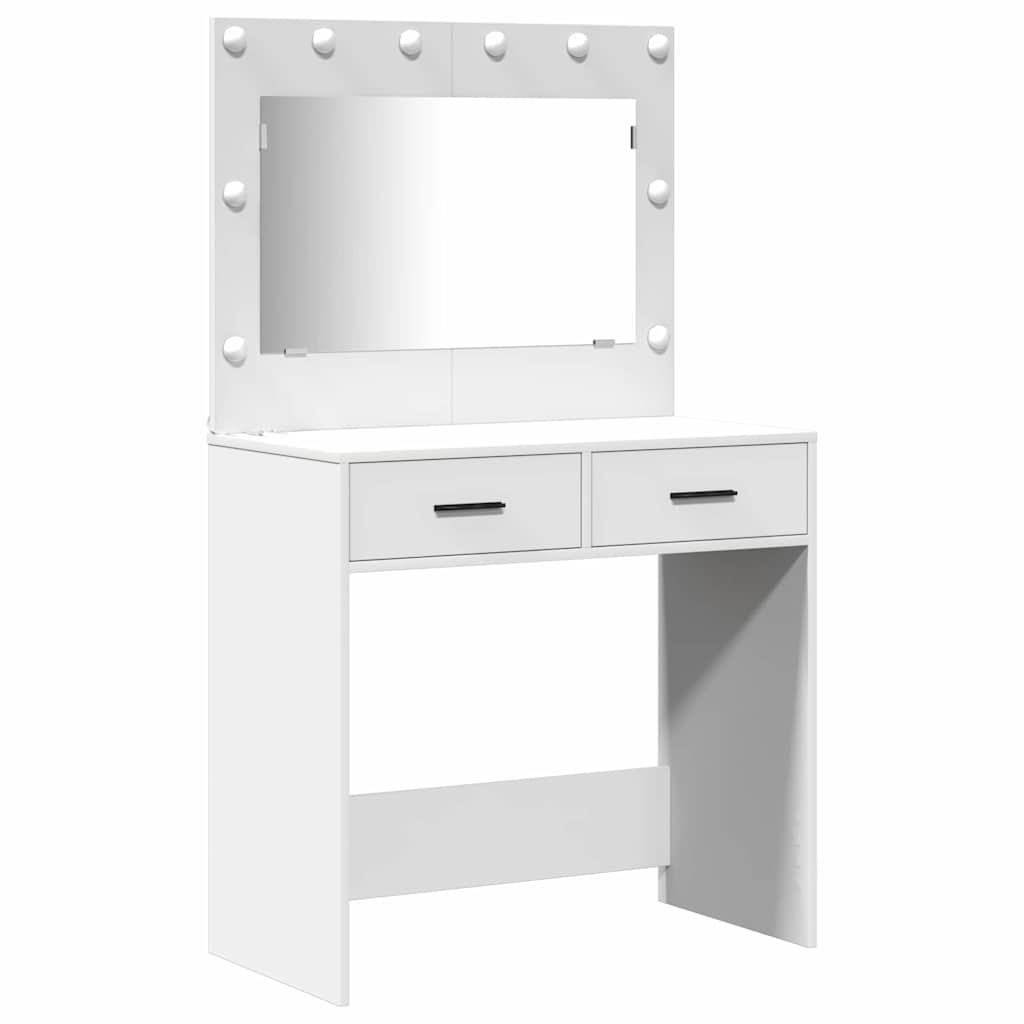 Toaletni stol s ladicama 3 pcs Bijelo Konstruirano drvo