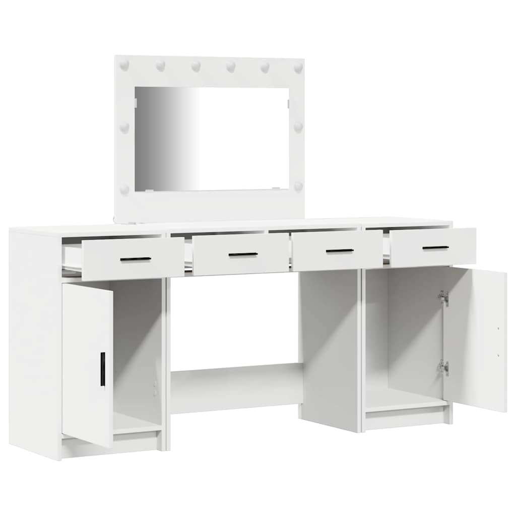 Toaletni stol s ladicama 3 pcs Bijelo Konstruirano drvo