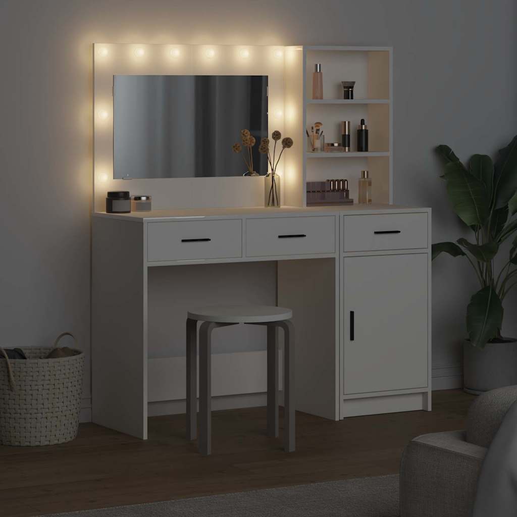 Toaletni stol s ladicama 2 pcs Bijelo Konstruirano drvo