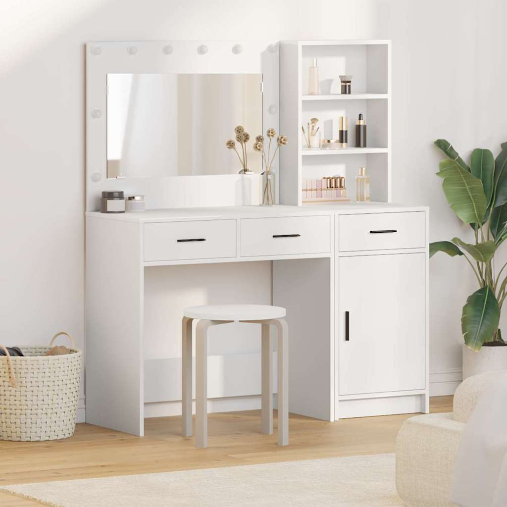 Toaletni stol s ladicama 2 pcs Bijelo Konstruirano drvo