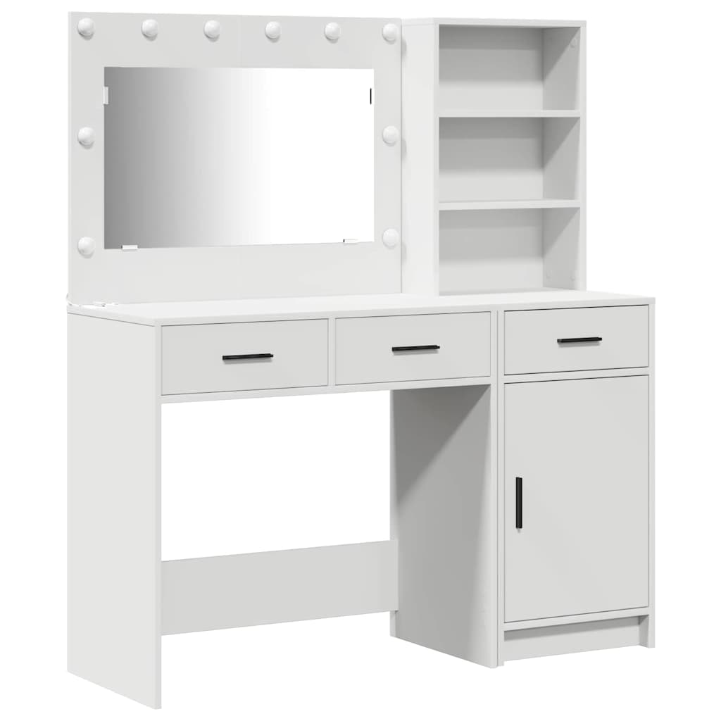 Toaletni stol s ladicama 2 pcs Bijelo Konstruirano drvo