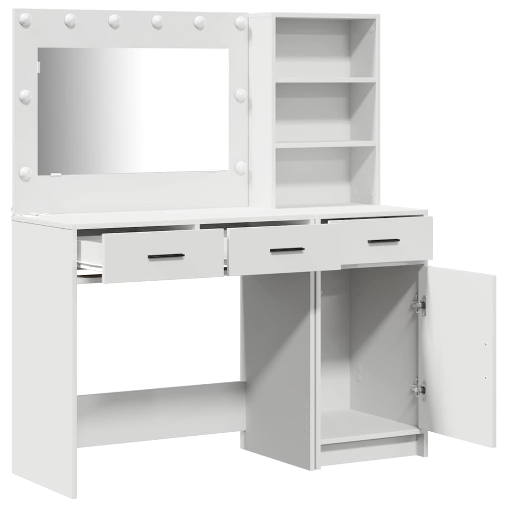 Toaletni stol s ladicama 2 pcs Bijelo Konstruirano drvo