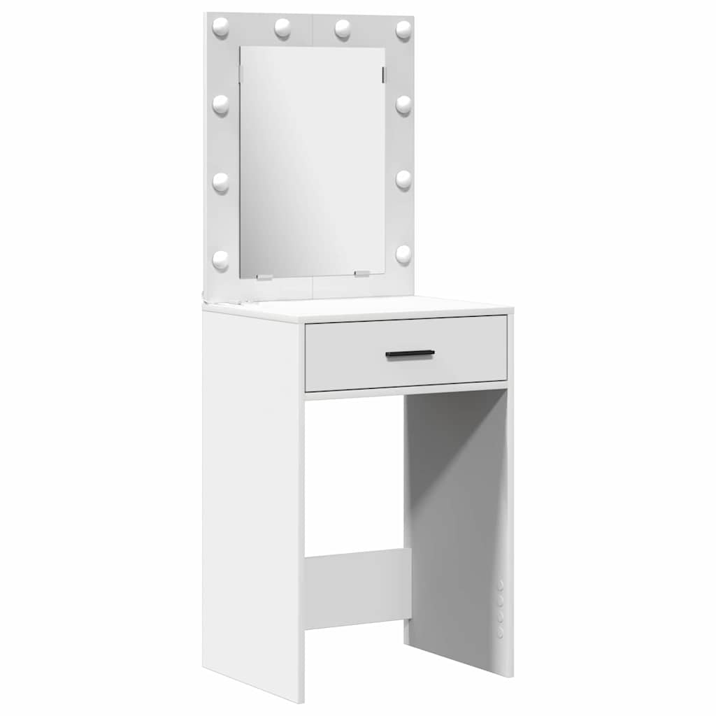 Set stola za oblačenje s LED 2 pcs Bijelo Konstruirano drvo