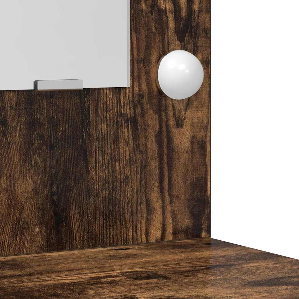 Set stola za oblačenje s LED s ladicama 3 pcs Dimljeni hrast