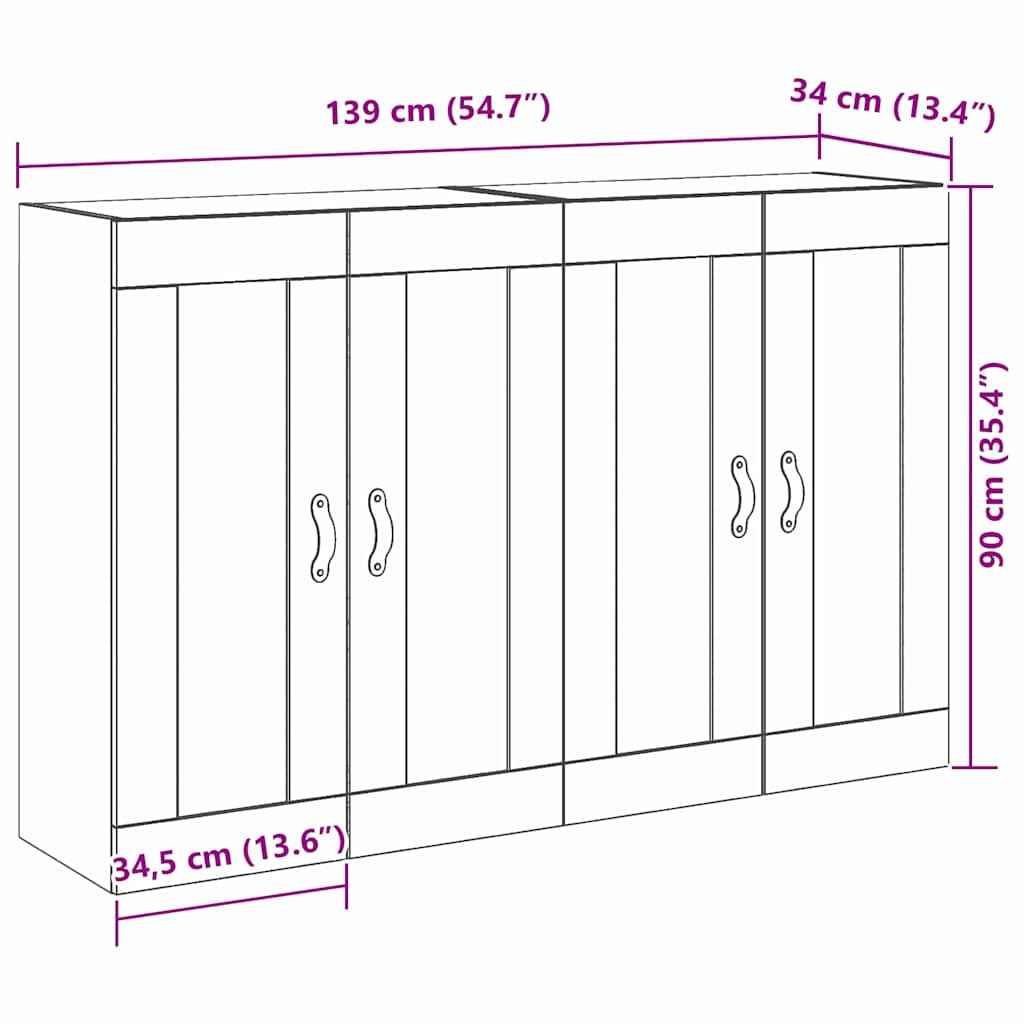 Zidni ormari 2 pcs Staro drvo 69,5 x 34 x 90 cm