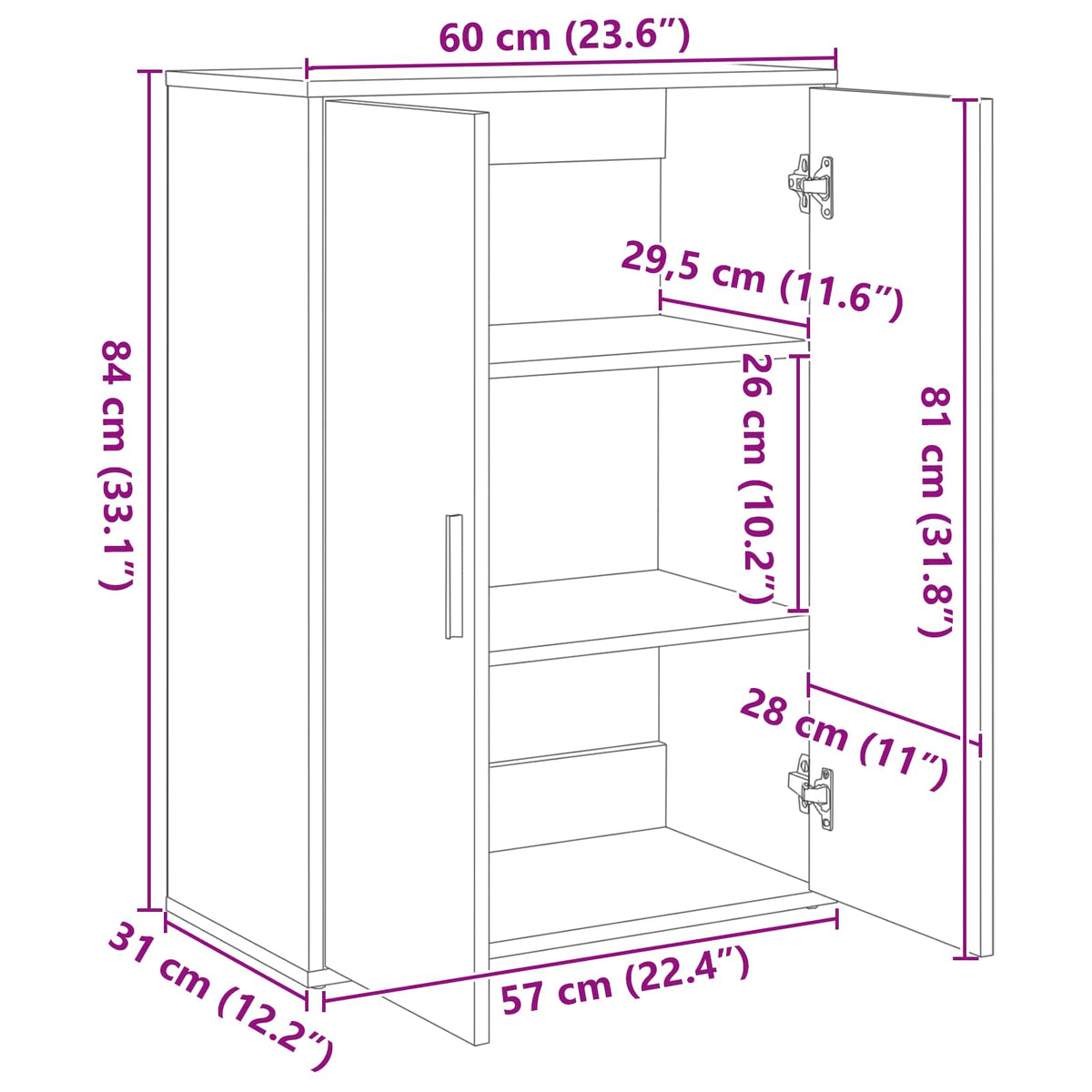 Kreveta 2 pcs Umjetnički hrast 60 x 31 x 84 cm