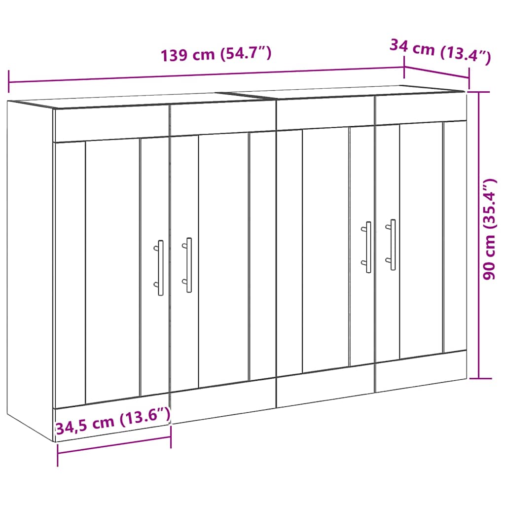 Zidni ormari 2 pcs Umjetnički hrast 69,5 x 34 x 90 cm