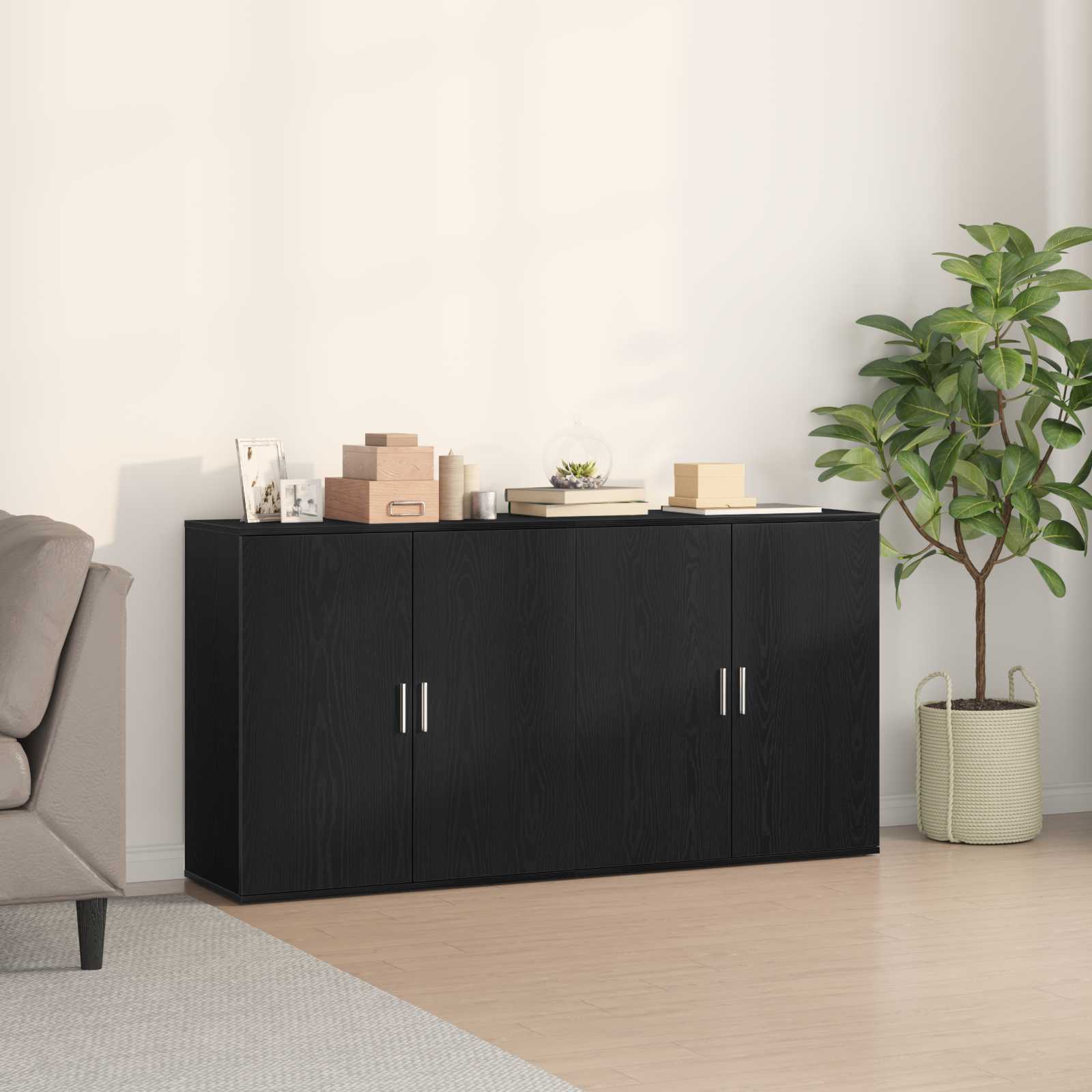 Kreveta 2 pcs Crni hrast 79 x 38 x 80 cm Konstruirano drvo