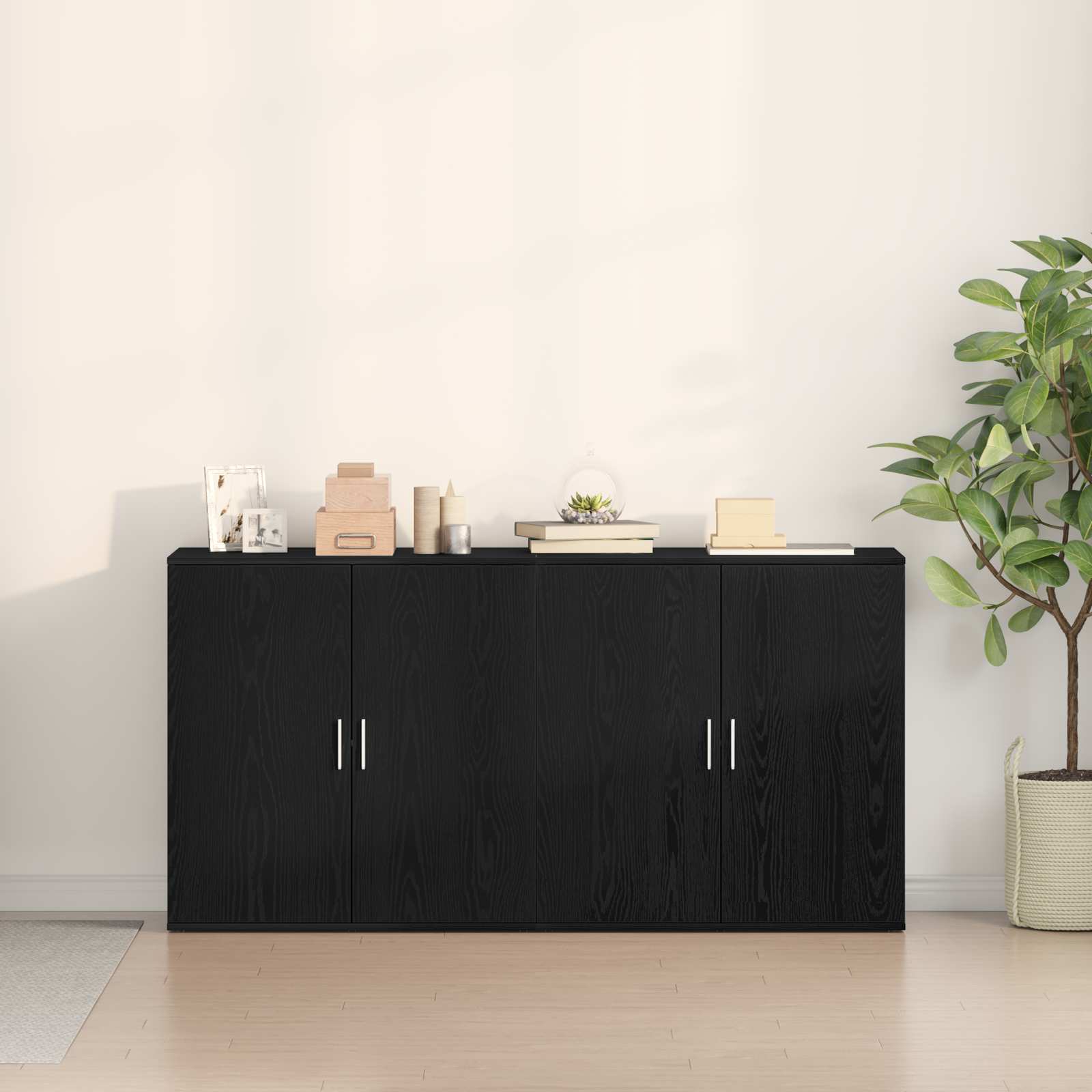 Kreveta 2 pcs Crni hrast 79 x 38 x 80 cm Konstruirano drvo