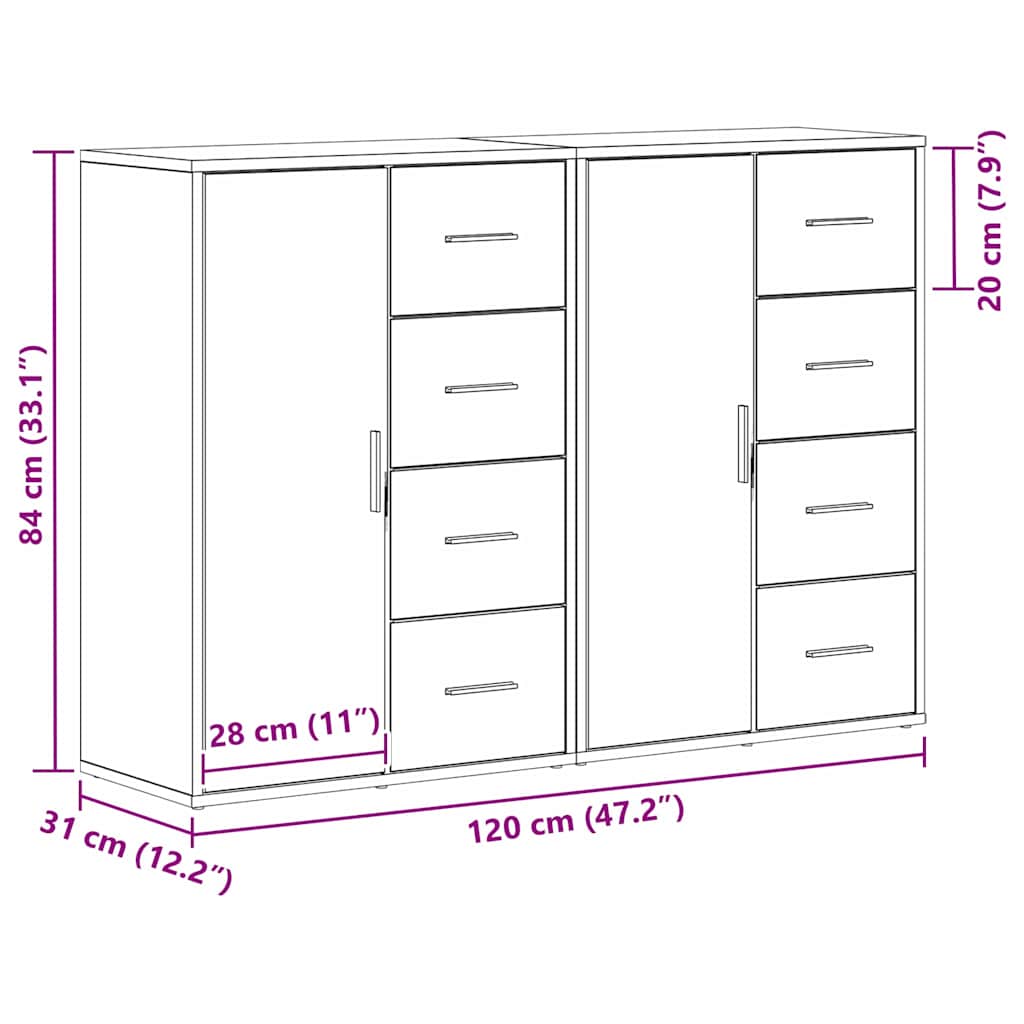 Kreveta s ladicama 2 pcs Umjetnički hrast 60 x 31 x 84 cm