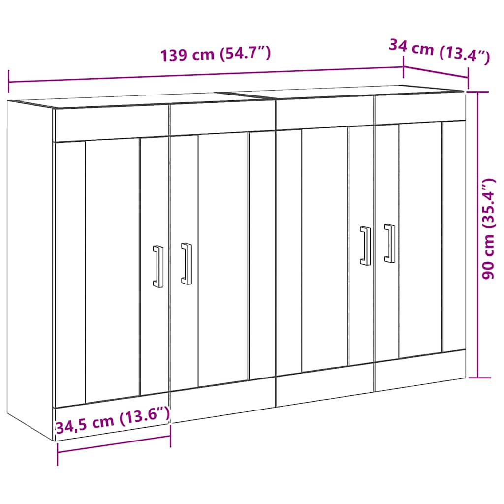 Zidni ormari 2 pcs Umjetnički hrast 69,5 x 34 x 90 cm