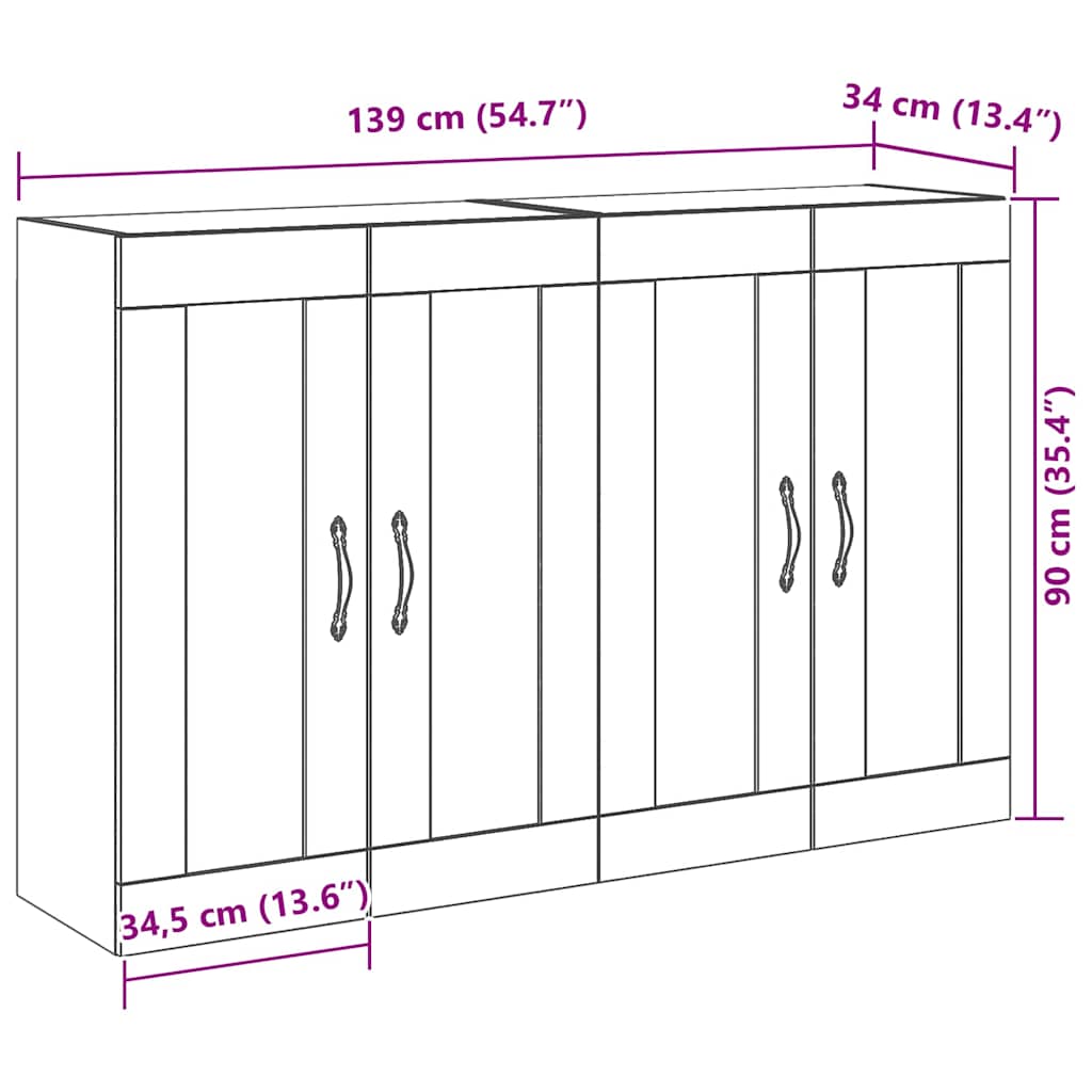 Zidni ormari 2 pcs Umjetnički hrast 69,5 x 34 x 90 cm