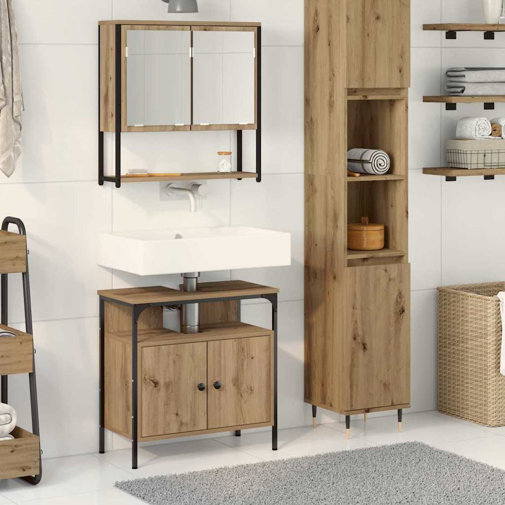 Set namještaja za kupaonicu Zidne 2 pcs Smeđa Konstruirano drvo