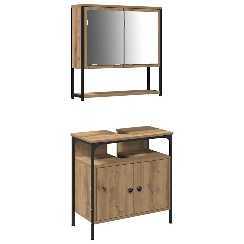 Set namještaja za kupaonicu Zidne 2 pcs Smeđa Konstruirano drvo