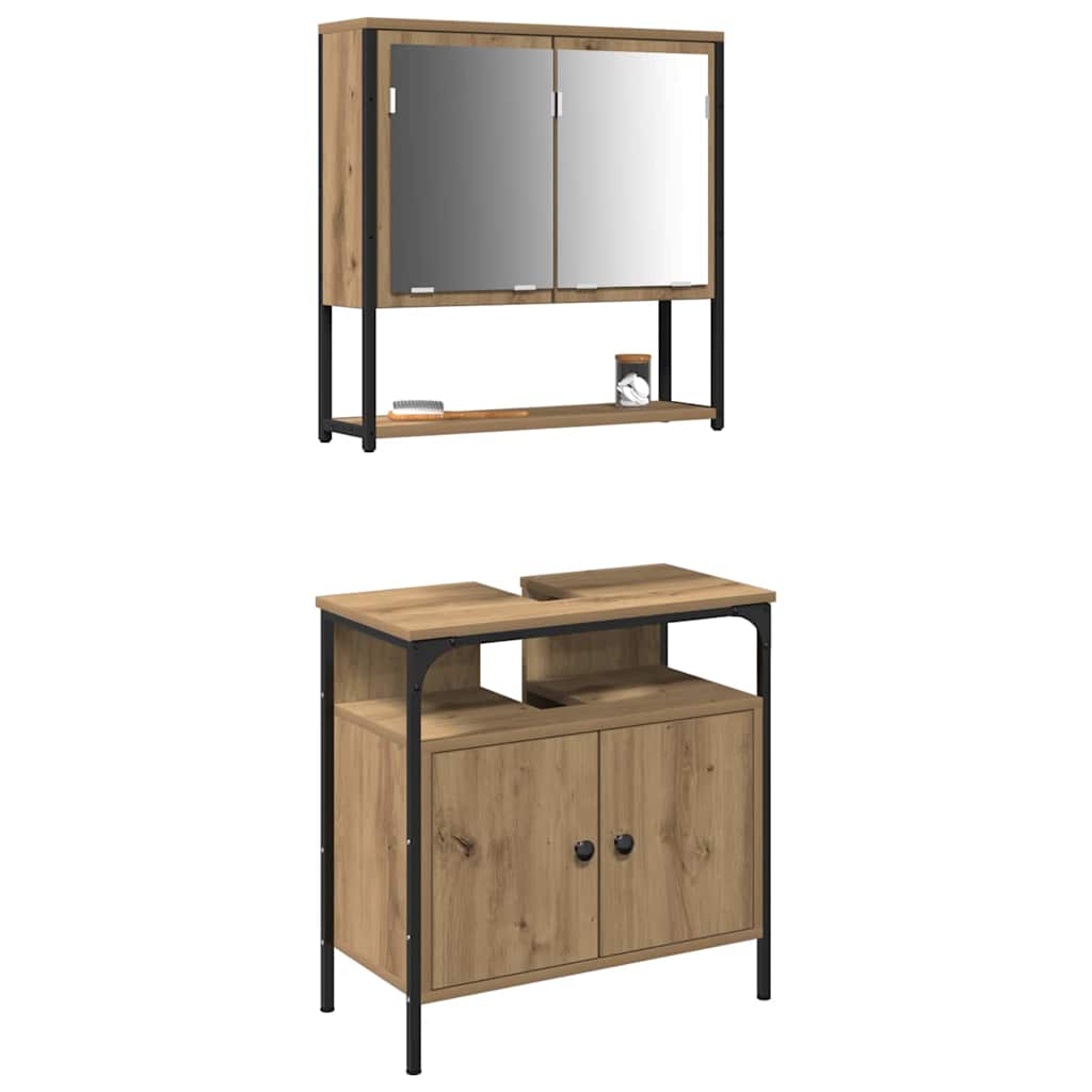 Set namještaja za kupaonicu Zidne 2 pcs Smeđa Konstruirano drvo