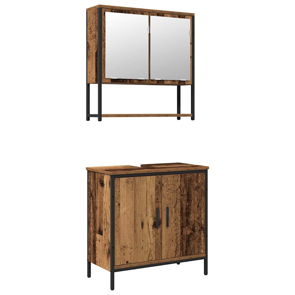 Set namještaja za kupaonicu Zidne 2 pcs Smeđa Konstruirano drvo