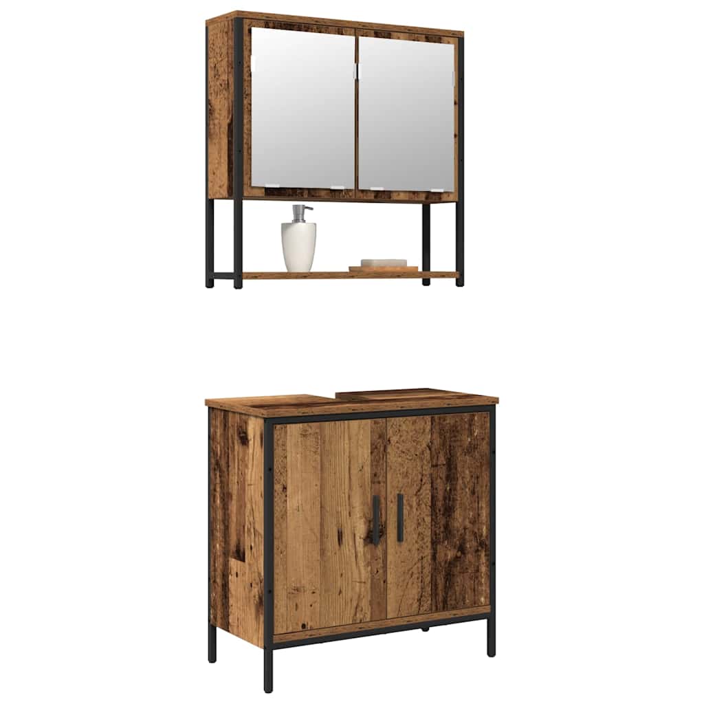 Set namještaja za kupaonicu Zidne 2 pcs Smeđa Konstruirano drvo