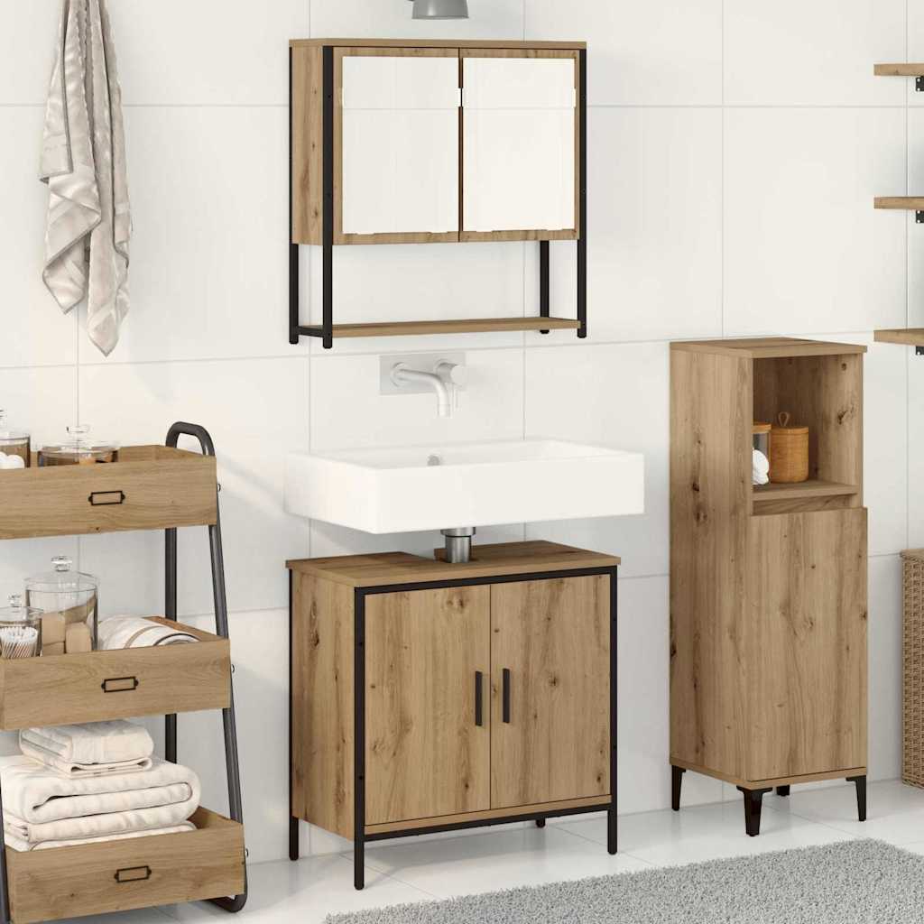Set namještaja za kupaonicu Zidne 2 pcs Smeđa Konstruirano drvo