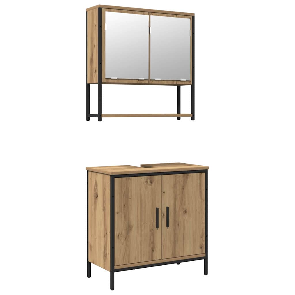 Set namještaja za kupaonicu Zidne 2 pcs Smeđa Konstruirano drvo