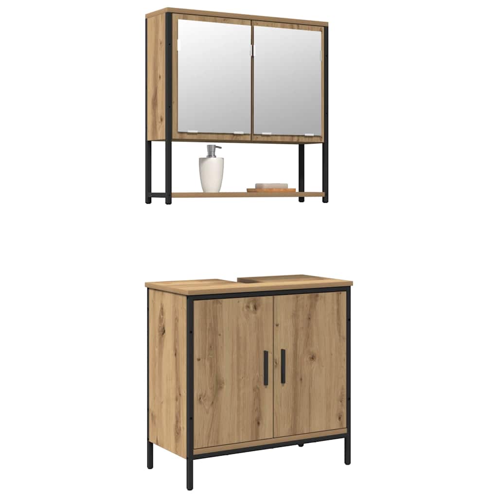 Set namještaja za kupaonicu Zidne 2 pcs Smeđa Konstruirano drvo