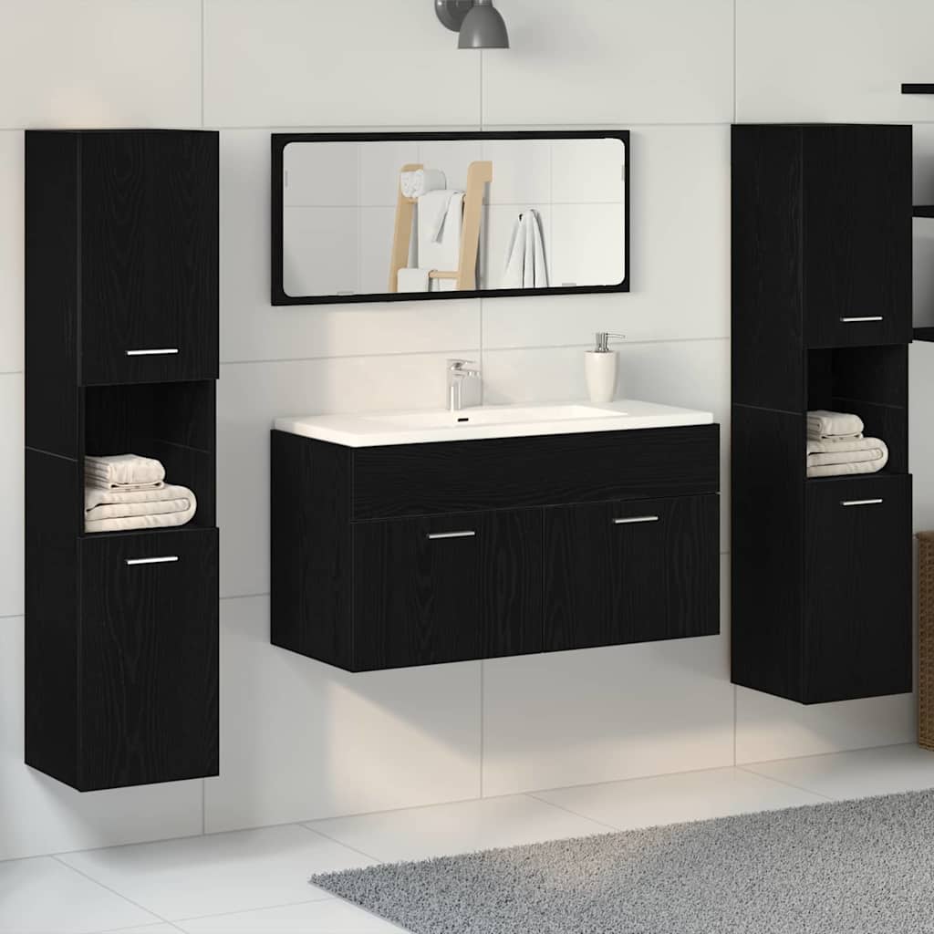 Set namještaja za kupaonicu 4 pcs Crni hrast Konstruirano drvo