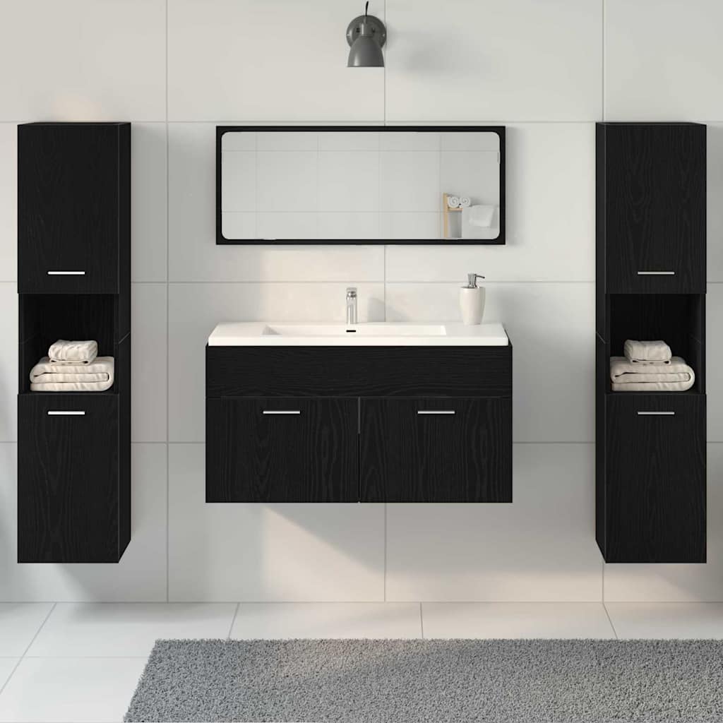 Set namještaja za kupaonicu 4 pcs Crni hrast Konstruirano drvo