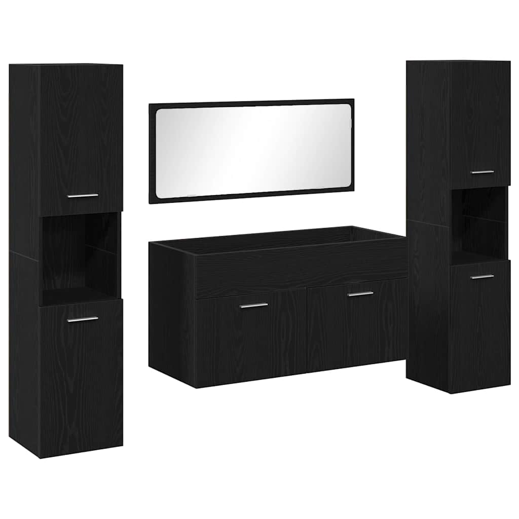 Set namještaja za kupaonicu 4 pcs Crni hrast Konstruirano drvo
