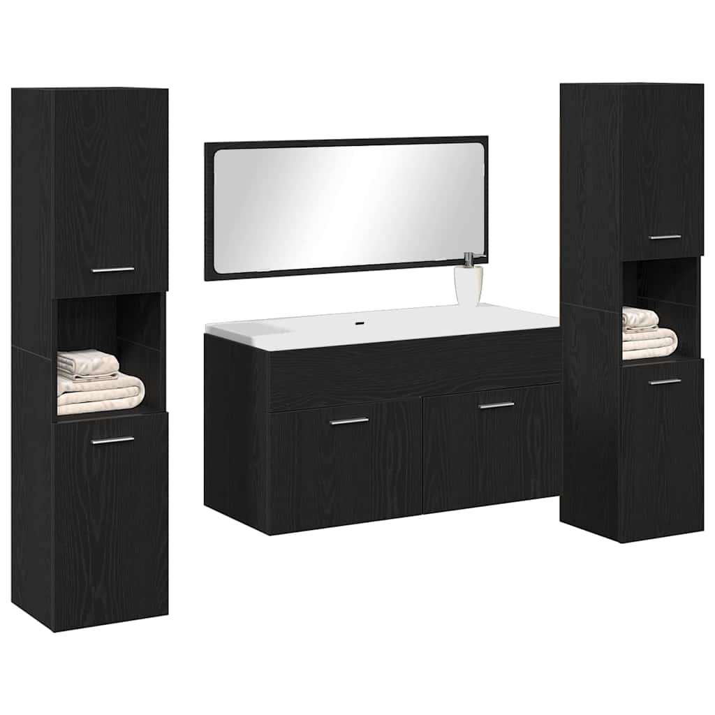 Set namještaja za kupaonicu 4 pcs Crni hrast Konstruirano drvo