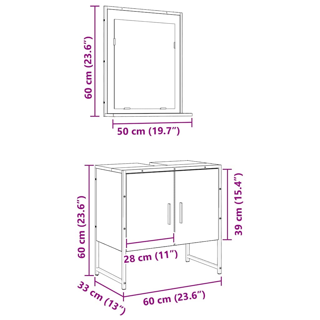 Set namještaja za kupaonicu Zidne 2 pcs Smeđa Konstruirano drvo