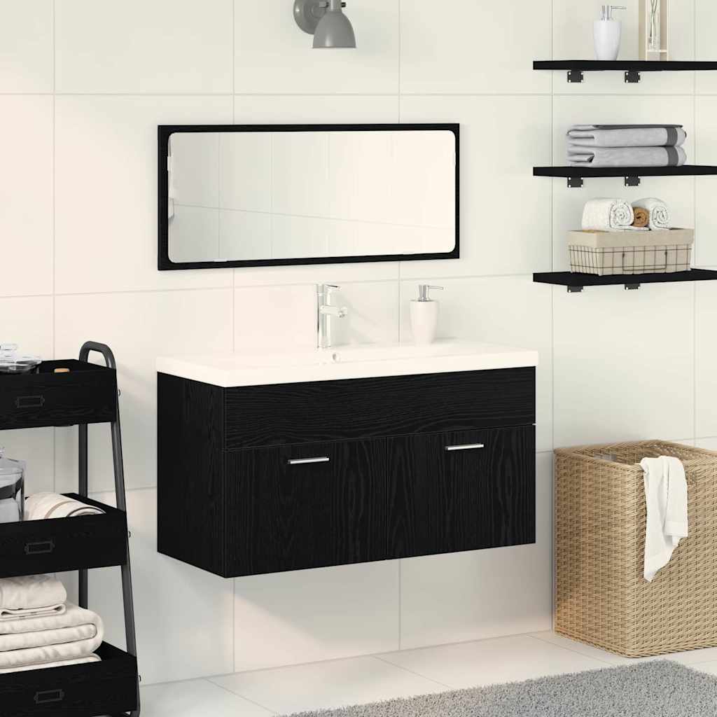 Set namještaja za kupaonicu 3 pcs Crni hrast Konstruirano drvo