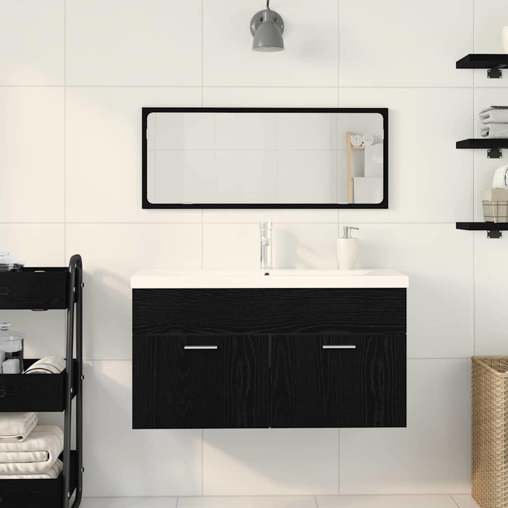 Set namještaja za kupaonicu 3 pcs Crni hrast Konstruirano drvo
