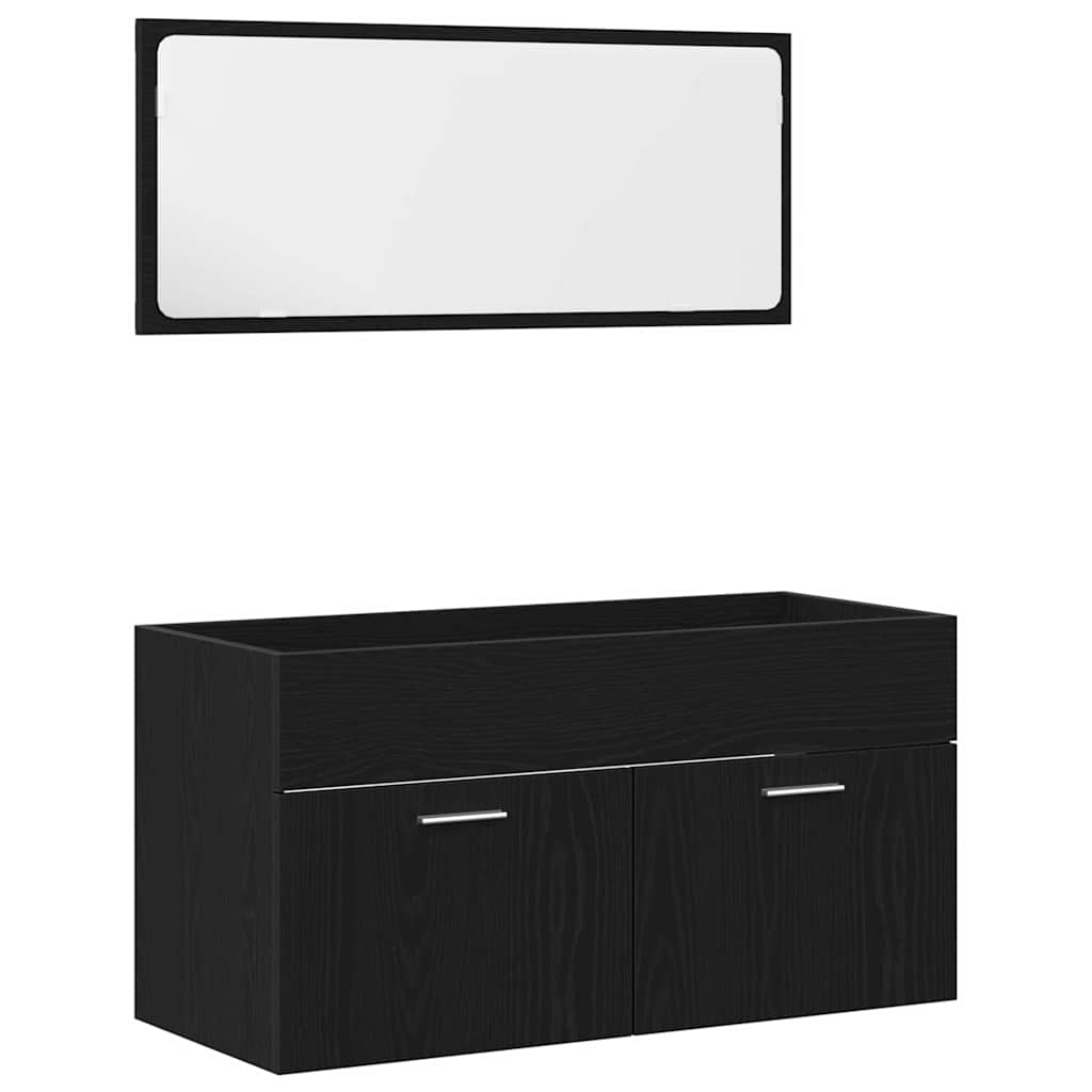 Set namještaja za kupaonicu 3 pcs Crni hrast Konstruirano drvo