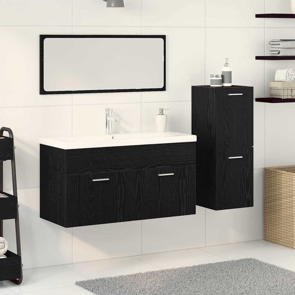 Set namještaja za kupaonicu 4 pcs Crni hrast Konstruirano drvo