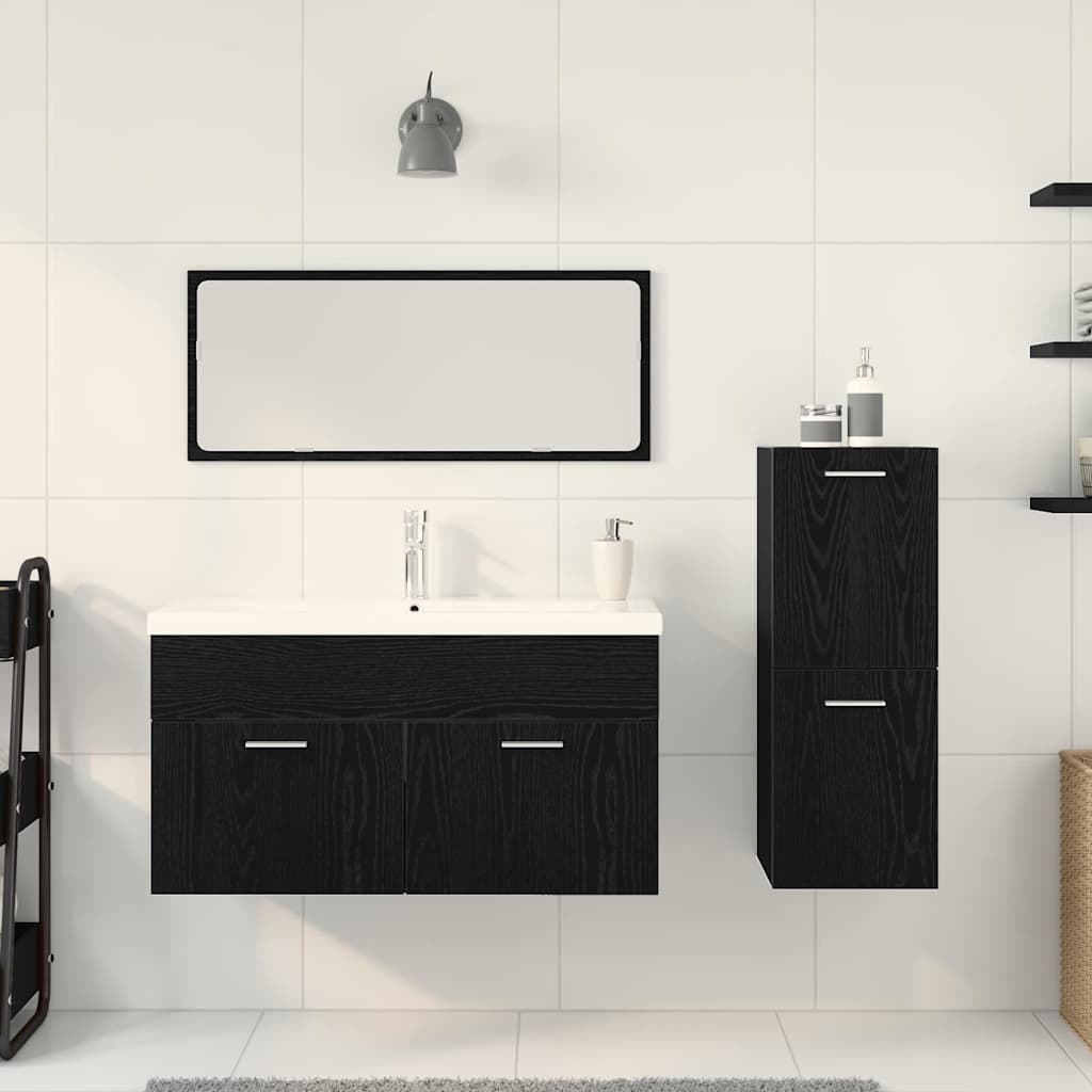 Set namještaja za kupaonicu 4 pcs Crni hrast Konstruirano drvo