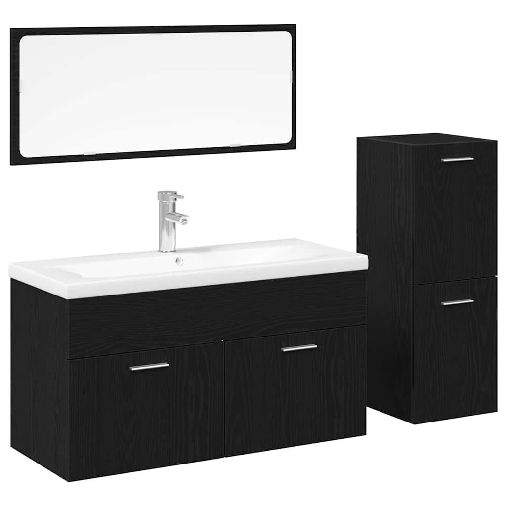 Set namještaja za kupaonicu 4 pcs Crni hrast Konstruirano drvo
