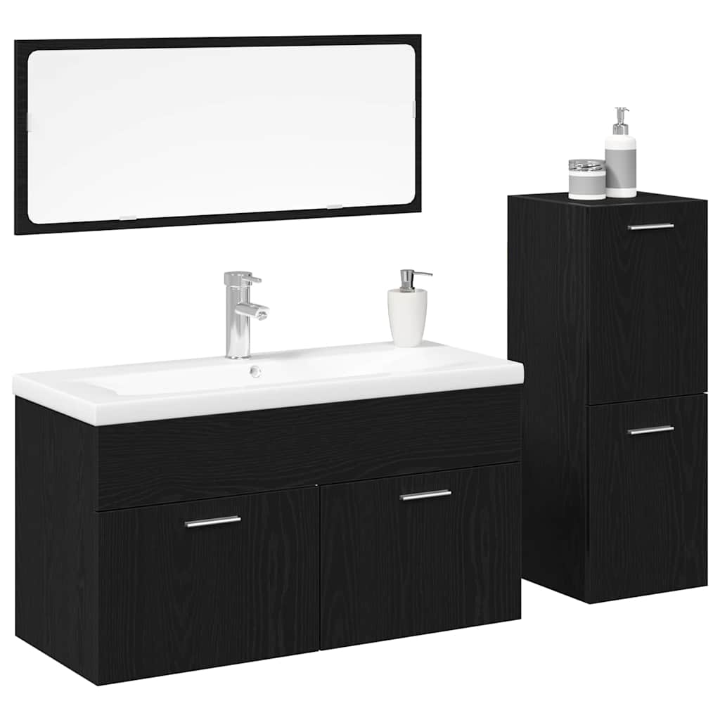 Set namještaja za kupaonicu 4 pcs Crni hrast Konstruirano drvo