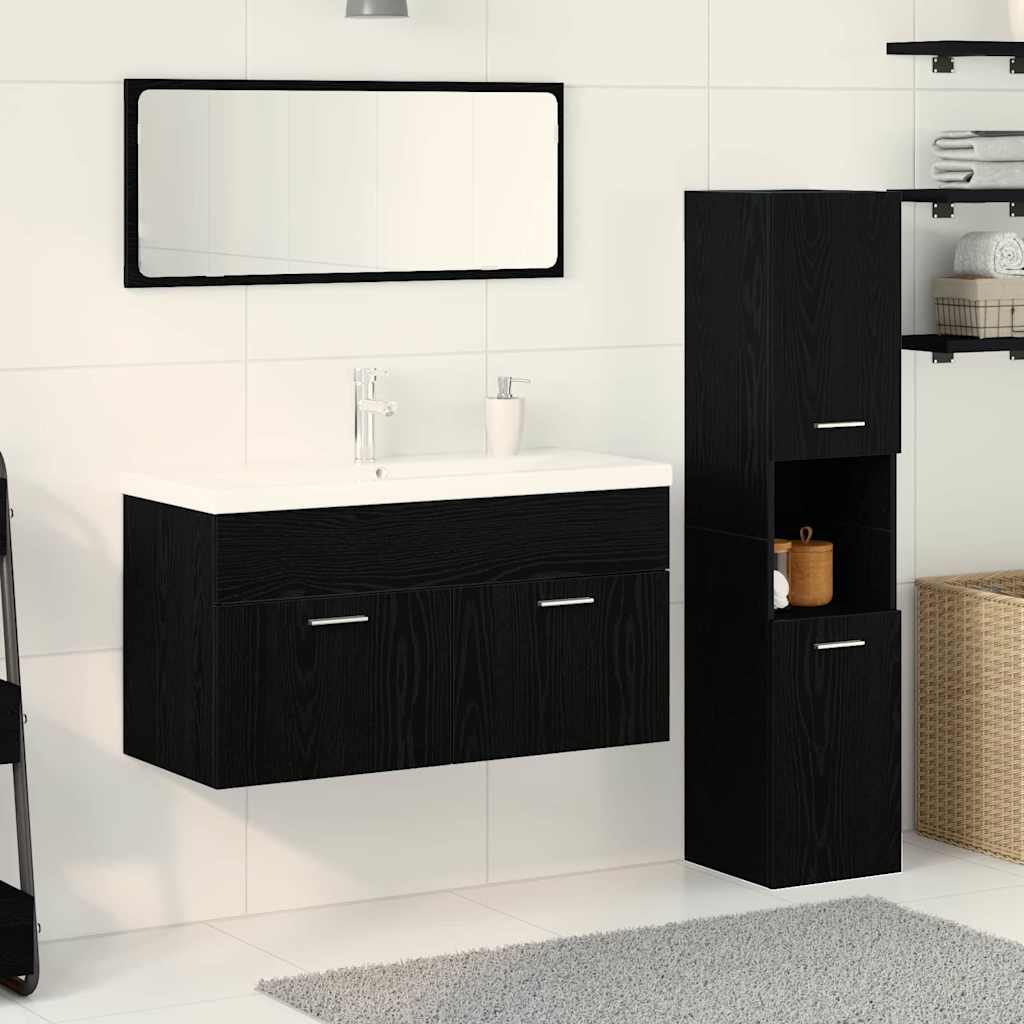 Set namještaja za kupaonicu 4 pcs Crni hrast Konstruirano drvo
