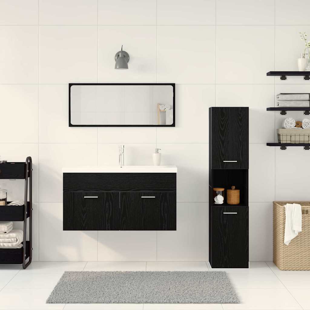 Set namještaja za kupaonicu 4 pcs Crni hrast Konstruirano drvo