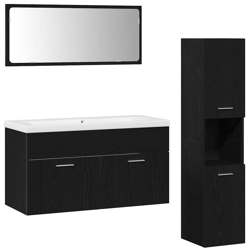 Set namještaja za kupaonicu 4 pcs Crni hrast Konstruirano drvo