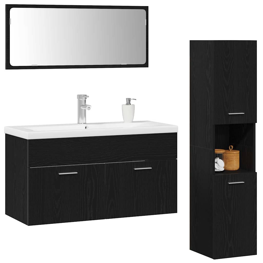 Set namještaja za kupaonicu 4 pcs Crni hrast Konstruirano drvo