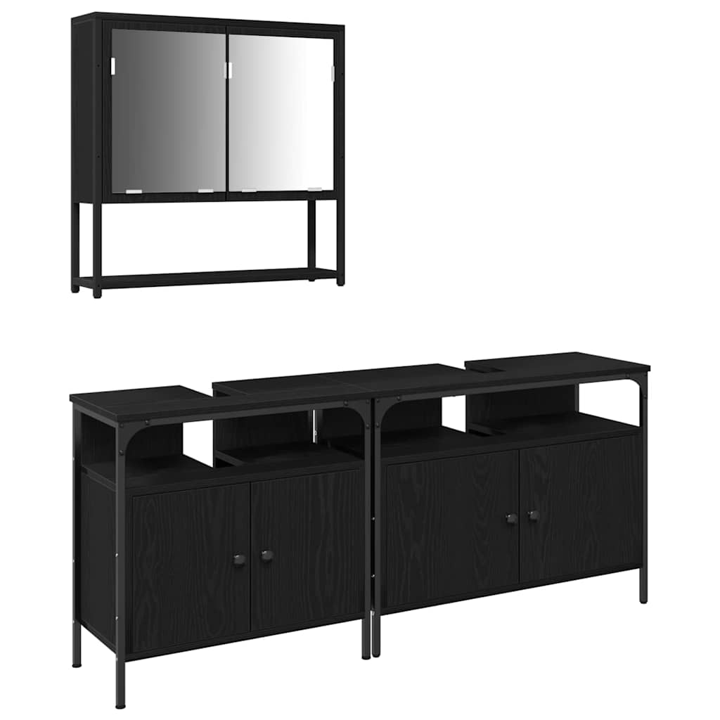 Set namještaja za kupaonicu Zidne 3 pcs Crna Konstruirano drvo