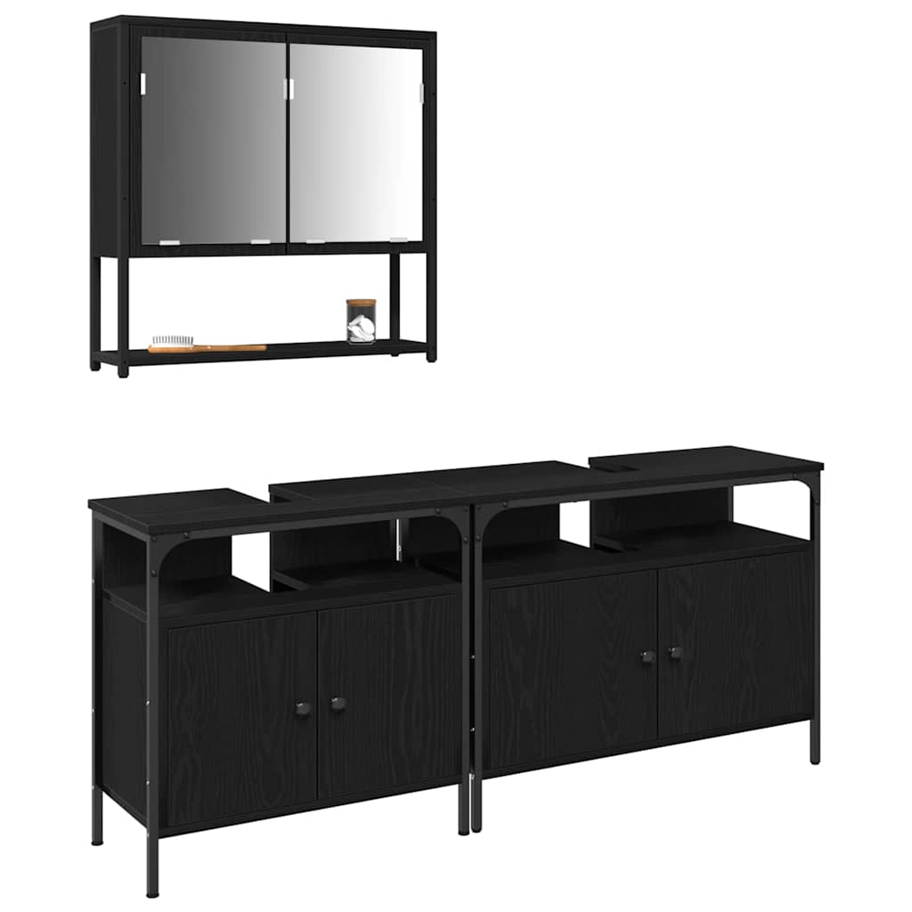 Set namještaja za kupaonicu Zidne 3 pcs Crna Konstruirano drvo